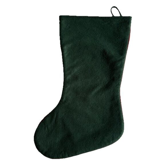 Christmas Stocking Hunter Green Fair Isle Sweater Style Deer Woodland Fuzzy - Picture 5 of 5